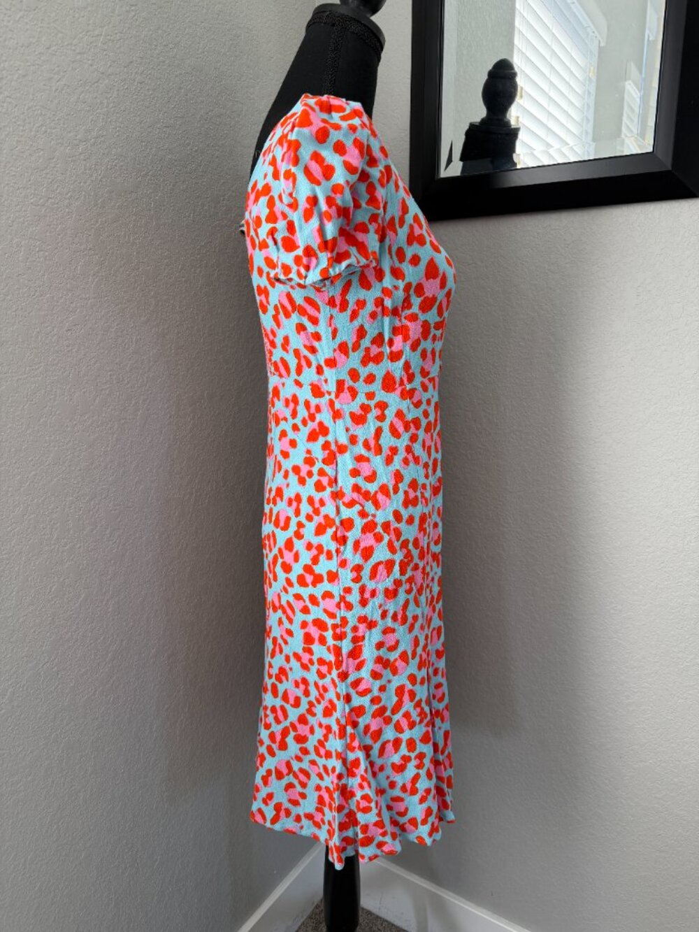 DVF DIANE VON FURSTENBERG Elena Blue Leopard Midi Dress 8 - Picture 4 of 12